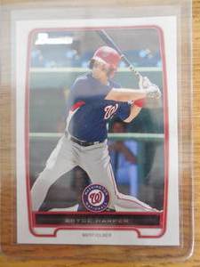 lot 131 image: 2012 Bowman Prospects Bryce Harper Rookie Card #BP10 LK
