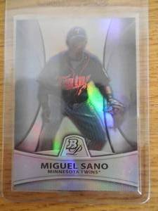 lot 132 image: 2010 Bowman Platinum Refractor Miguel Sano Rookie Card Serial #658999 LK