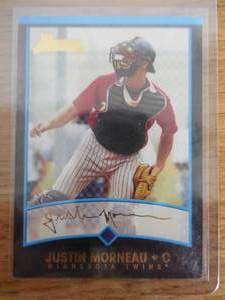 lot 133 image: 2001 Bowman Gold Justin Morneau Rookie Card #361 LK
