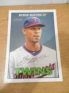 lot 155 image: 11 X 14 2016 Heritage Byron Buxton Rookie Serial #0299 LK