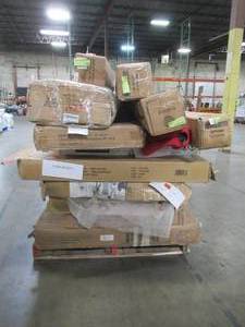 lot 103 image: WHOLESALE MIXED PALLET OF MISCELLANEOUS BED FRAMES, AWNING FRAMES, UMBRELLAS AND MORE