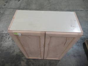 lot 204 image: Hampton Bay Easthaven Assembled 27x36x12 in. Frameless Wall Cabinet in Unfinished German Beech EH2736W-GB