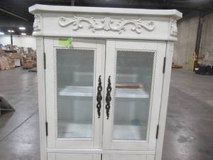 lot 205 image: Home Decorators Collection Chelsea 25 in. W x 14 in. D x 72 in. H Bathroom Linen Cabinet in Antique White 1590000410