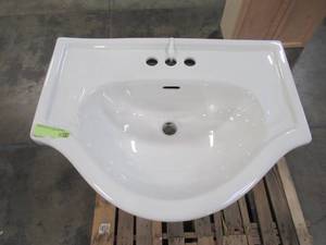 lot 206 image: Foremost Corsicana 25 in. W x 19 in. D Vanity in Antique Grey with Vitreous China Vanity Top in White with White Basin CNAGVT2536