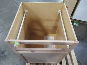 lot 213 image: Hampton Bay Assembled 24x34.5x24 in. Base Kitchen Cabinet in Unfinished Beech KB24-UFDF