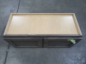 lot 214 image: Hampton Bay Shaker Assembled 30x12x12 in. Wall Bridge Kitchen Cabinet in Brindle KW3012-BDL