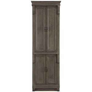 lot 431 image: Home Decorators Collection Naples 24 in. W x 74 in. H x 17 in. D 3-Shelf Wood Bathroom Linen Storage Floor Cabinet in Distressed Grey, NADGL2474.
