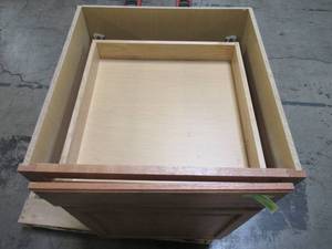 lot 224 image: Hampton Bay Hampton Assembled 24x34.5x24 in. Base Kitchen Cabinet with Ball-Bearing Drawer Glides in Medium Oak KB24-MO