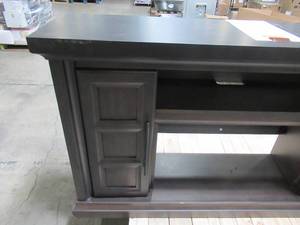 lot 228 image: Home Decorators Collection Halwell 63 in. Media Console Infrared Electric Fireplace in Warm Brown with Espresso Top HDFP63-41AE