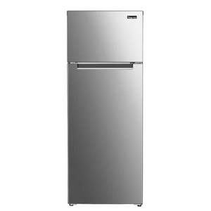 lot 433 image: Magic Chef 7.4 cu. ft. 2-Door Mini Fridge in Platinum Steel with Freezer, MCDR740STE - SLIGHT SCRATCH AND DENTS
