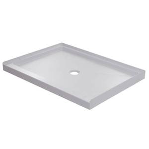 lot 436 image: Foremost 34 in. x 48 in. Single Threshold Center Drain Shower Base in White, 4834C-W