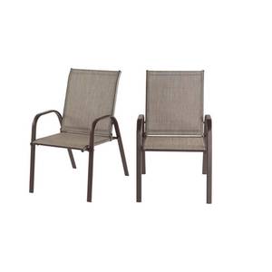lot 402 image: Hampton Bay (2-Pack) Mix and Match Outdoor Patio Dining Chair in Brown, FCS0005Y2PKRVB
