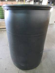 lot 303 image: 55 Gal. Black Industrial Plastic Drum, PTH0934