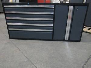 lot 306 image: Newage Products 5 Drawer, Side Cabinet Rolling Tool Chest. Approximate Dimensions 62 x 16 35 Tall.