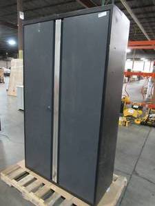 lot 307 image: Newage Welded Floor Storage Cabinet Approximate Dimensions 42 x 18 x 71 12 Tall - Slight scratch and dent.
