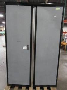 lot 310 image: Sandusky 46 x 24 x 72 Tall. Steel Modular Freestanding Jumbo Garage Cabinet in BlackMulti-Granite, GF3F462472-M9 - DENTED