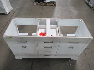 lot 166 image: Home Decorators Collection Melpark 60 in. W x 22 in. D Bath Vanity in White Melpark 60W