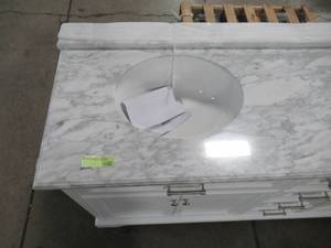 lot 170 image: Home Decorators Collection Windlowe 73 in. W x 22 in. D x 35 in. H Bath Vanity in White with Carrara Marble Vanity Top in White with White Sink 15101-VS73C-WT