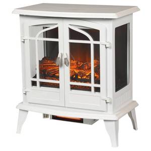 lot 68 image: Hampton Bay Legacy 1,000 sq. ft. Panoramic Infrared Electric Stove in White, EST-540T-50-Y - Missing Legs - Cracked Upper RH Corner..