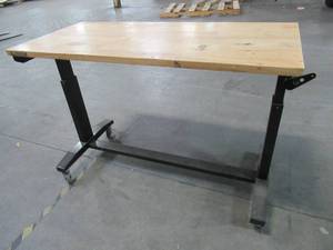 lot 51 image: Husky 52 in. W x 24 in. D Adjustable Height Workbench Table in Black, HOLT52XDB12 - USED IN WARHOUSE - MISSING CRANK HANDLE.
