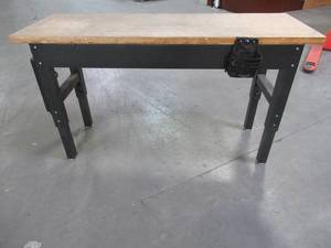 lot 54 image: Husky 72 x 25 Adjustable Work Table With Wood Top and Power Strip - Used - Scratch and Dent.