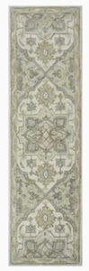 ALLEN  ROTH Brookford 2 x 8 Ivory Soft Green Indoor Medallion Oriental Handcrafted Runner