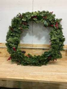 HOME ACCENTS HOLIDAY 48 in. Winslow Fir Battery Operated Pre-Lit LED Artificial Christmas Wreath with 436 Tips and 120 Warm White Lights
