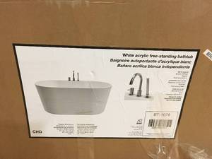 A&E Bath & Shower Retro White Acrylic Freestanding Bathtub 56 BT-1078 not used see pictures