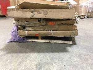 Pallet with assorted Garage and Household Items includes Heavy-Duty Overhead Garage Adjustable Ceiling Storage Rack, bath wall and more see pictures