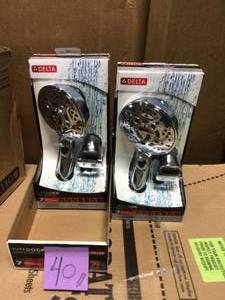 lot 40 image: Lot of 2 Delta shower heads 7 settings new