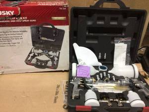 lot 53 image: HVLP and Standard Gravity Feed Spray Gun Kit by Husky  USED