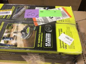 lot 60 image: 1,800 PSI 1.2 GPM Cold Water Electric Pressure Washer by RYOBI in good condition