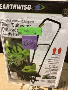 lot 62 image: 11 in. 6.5 Amp Corded Electric TillerCultivator by Earthwise in good condition