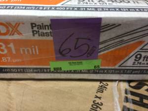 lot 65 image: HDX 9 ft. x 400 ft. 0.31 mil High Density Plastic Painters in good condition