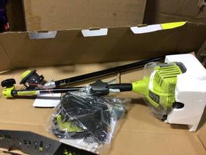 lot 81 image: 25cc 2-Cycle Attachment Capable Full Crank Straight Gas Shaft String Trimmer by RYOBI in good condition
