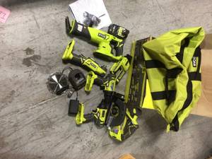 lot 111 image: Ryobi 18-Volt ONE Lithium-Ion Cordless 6-Tool Combo Kit with (2) Batteries, Charger, and Bag see pictures