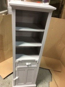 lot 109 image: Fremont 20 in. W x 14 in. D x 65 in. H Linen Cabinet in Grey by Home Decorators Collection in good conditions