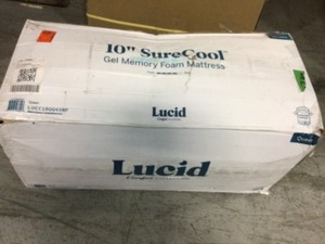 lot 113 image: 10in. Firm Gel Memory Foam Tight Top Queen Mattress by Lucid Comfort Collection not used