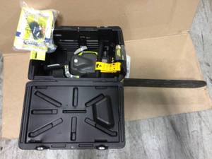 lot 26 image: 20 in. 50 cc 2-Cycle Gas Chainsaw with Heavy-Duty Case by RYOBI not used