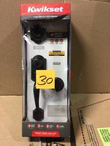 lot 30 image: Montara Venetian Bronze Single Cylinder Door Handleset with Juno Entry Door Knob Featuring SmartKey Security by Kwikset not used