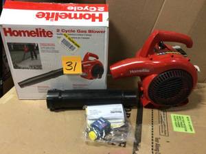 lot 31 image: 150 MPH 400 CFM 2-Cycle Handheld Gas Leaf Blower by Homelite in good conditions