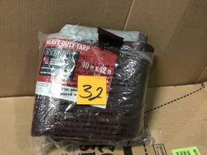 lot 32 image: Everbilt 10 ft. x 12 ft. BrownSilver Heavy-Duty Tarp