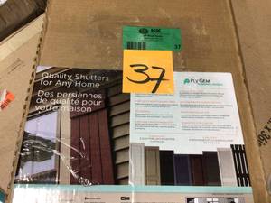 lot 37 image: 12 in. x 39 in. Raised Panel Polypropylene Shutters Pair in White by Ply Gem