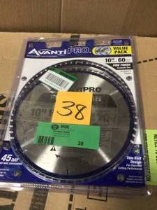 lot 38 image: 10 in. x 60-Tooth Fine Finish Saw Blade (2-Pack) by Avanti Pro not used