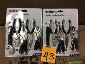 lot 43 image: 5-Piece Pliers Set with Locking Pliers by Anvil not used