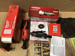 lot 80 image: MIX LOT ONE  M12 12-Volt Lithium-Ion Cordless 38 in. Ratchet (Tool-Only) by Milwaukee PLUS ONE 3 in. Cut-Off Tool by Husky