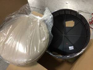 lot 82 image: Lachlan Brown  Wicker Outdoor  with Textured Beige Cushion not used