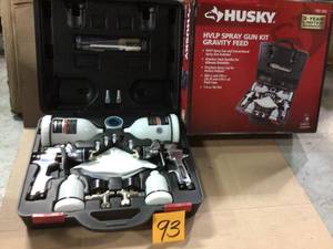 lot 93 image: HVLP and Standard Gravity Feed Spray Gun Kit by Husky