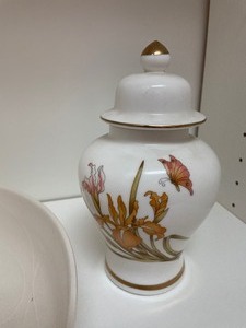 lot 56 image: Large White Bowl with Fun Small Covered Vase