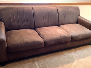 lot 37 image: Leather Trend Suede Sofa